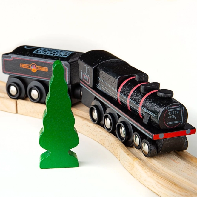 Houten replica van stoomlocomotief Bigjigs Rail Black 5