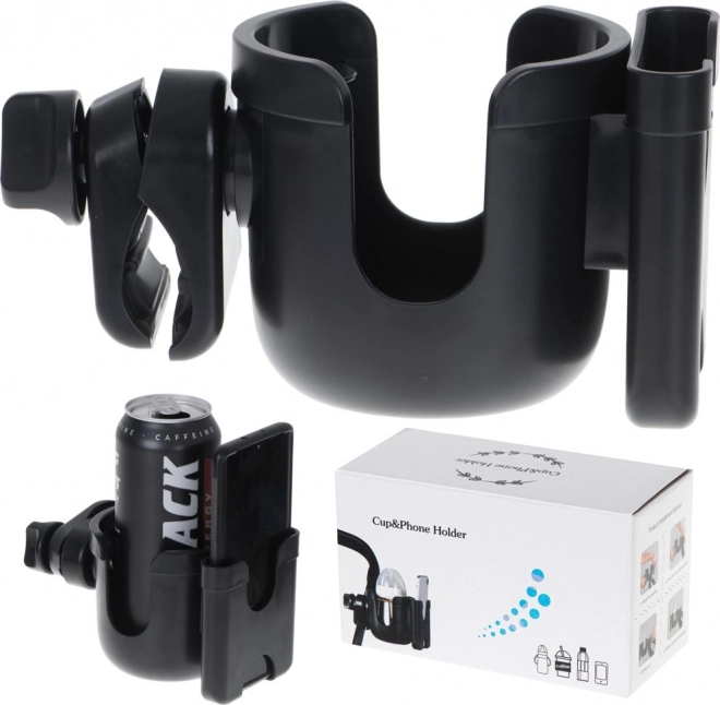 Universele houder voor fles en telefoon voor kinderwagen of fiets 2-in-1