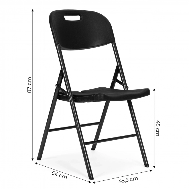 Set van 2 opvouwbare stoelen ModernHome, metalen constructie, HDPE, zwart