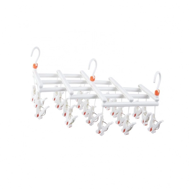 Plastic opvouwbare kledinghanger met clips - 19 clips - wit