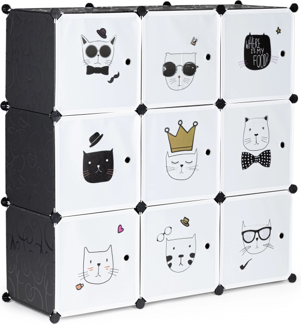 modulaire kinder kast met 9 kubussen met kattenmotieven modernhome