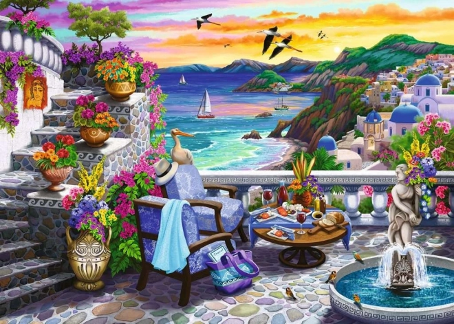 Groot formaat 2D puzzel Zonsondergang boven Santorini 300 stukjes