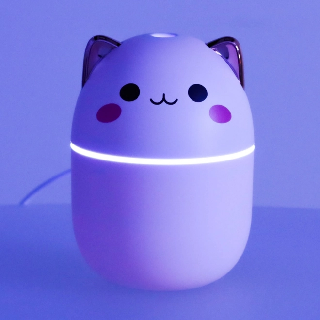 Witte katten diffuser en luchtbevochtiger voor essentiële oliën