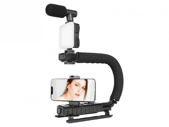 Vlogset met houder, LED-licht en microfoon