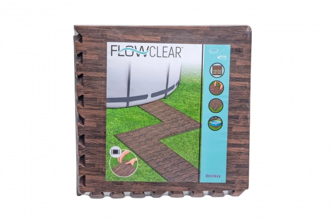 Schuim onderlegger voor tuinzwembad 50 x 50 cm Bestway houtimitatie - 12 stuks