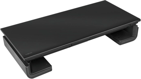 Ergonomische monitorstandaard met verstelbare breedte en lade