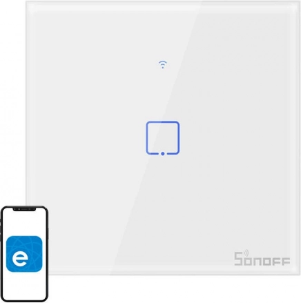 Slimme touch wand schakelaar Wi‑Fi en RF 433, Sonoff, enkelkanaals