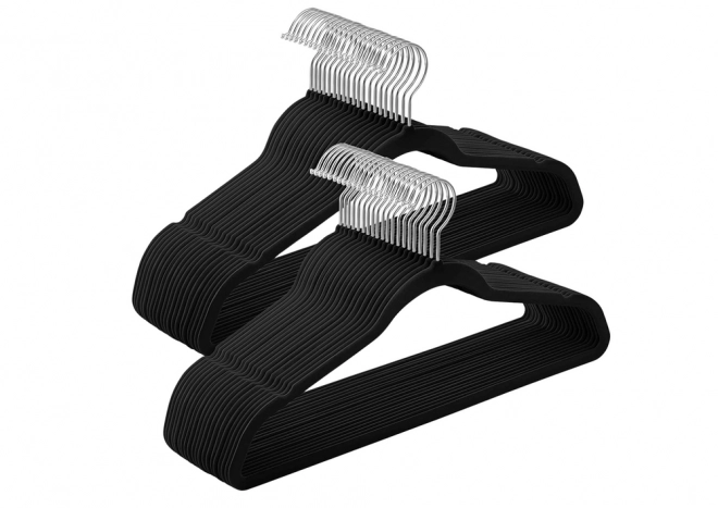 Set van fluwelen hangers met draaibare haak zwart 10 stuks