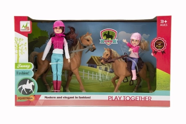 Set Jockeys met Paarden Play Together