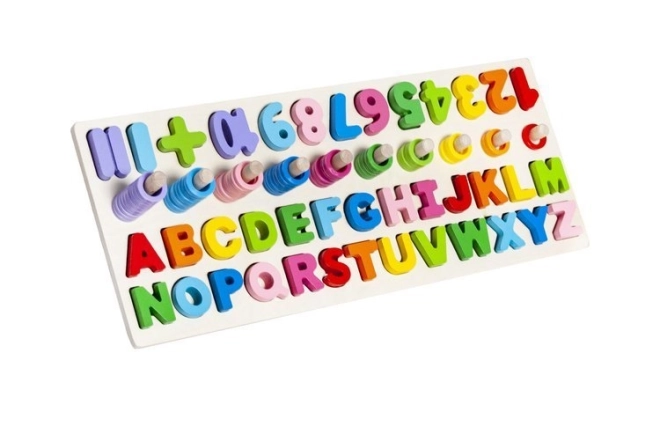 Houten inlegpuzzel alfabet en cijfers