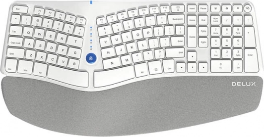 Draadloos ergonomisch toetsenbord Delux met polssteun (wit)