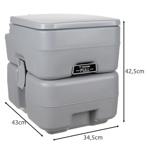 Trizand 24498 Draagbaar campingtoilet 20 + 12 l, grijs
