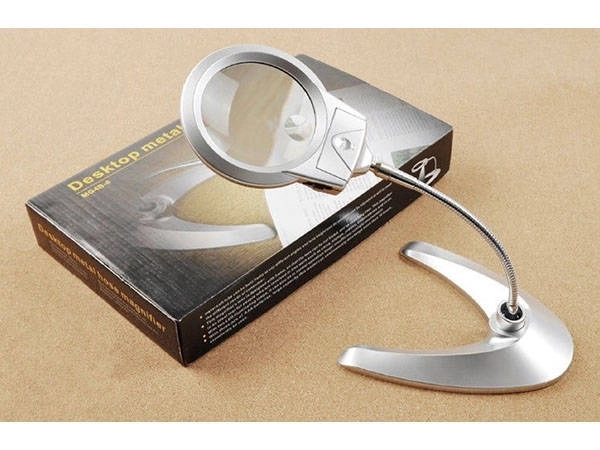 Tafelvergrootglas met 2 LED-diodes 2x 6x verstelbare arm