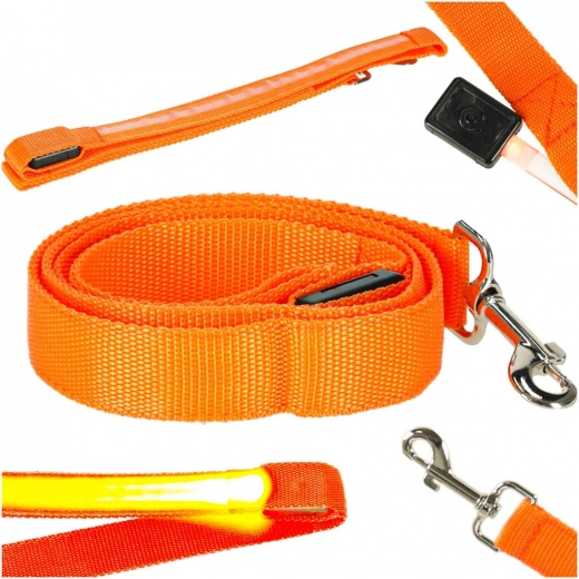 lichtgevend hondenriem met led, 120 cm, oranje