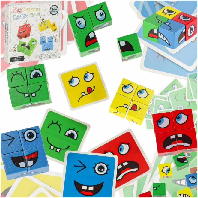 Montessori logicaspel blokjes met veranderende gezichten – emoties