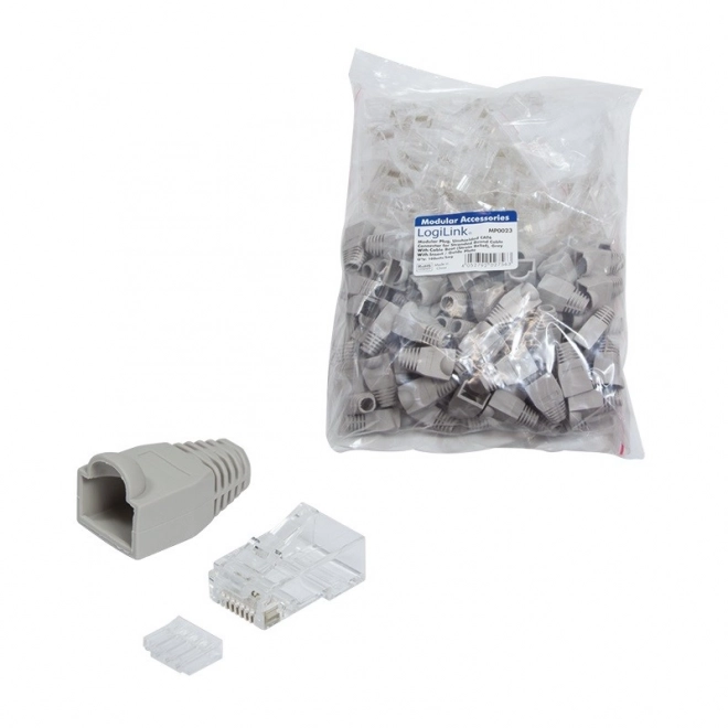 RJ45 CAT.6 connectoren met bescherming, grijs, verpakking 100 stuks