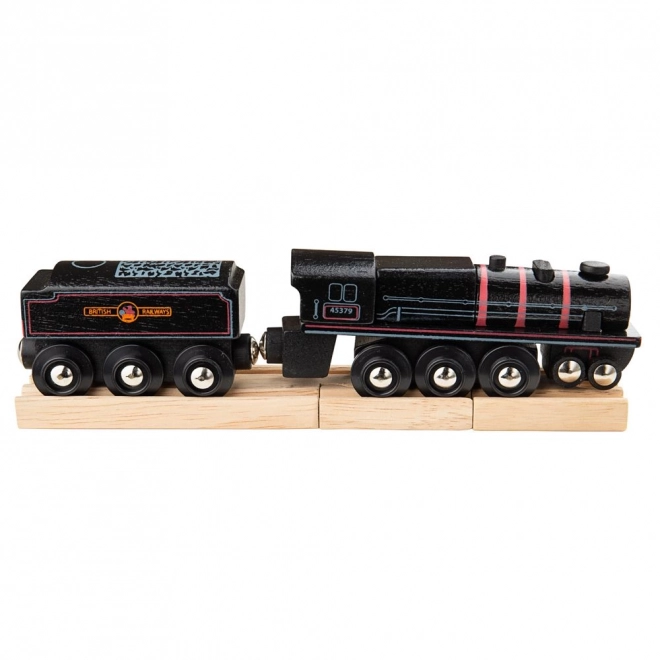 Houten replica van stoomlocomotief Bigjigs Rail Black 5