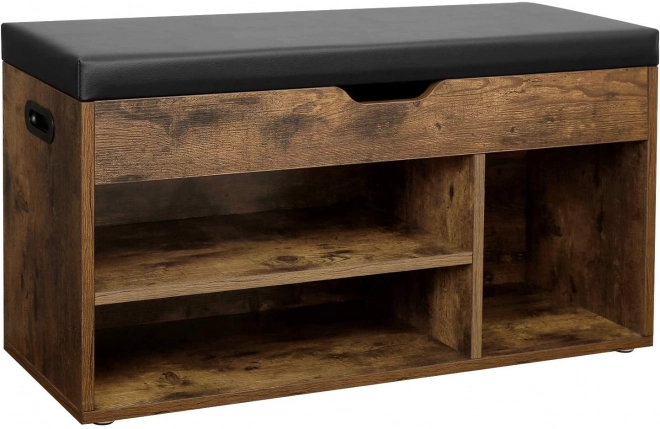 Houten schoenenbank in loftstijl