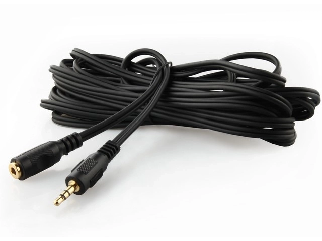 Minijack M/F 5M goud stereofonische verlengkabel