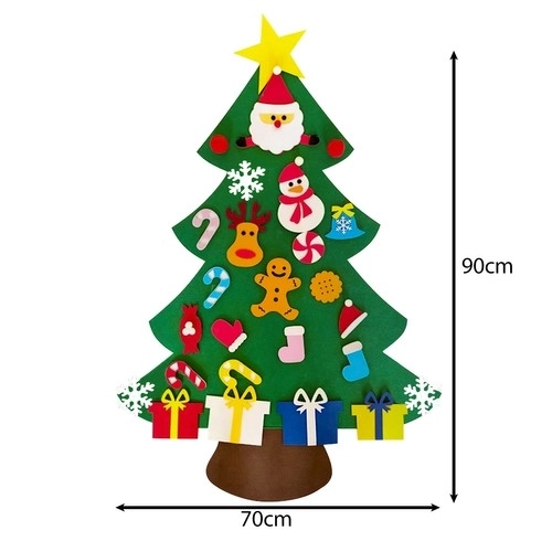 DIY vilten kerstboom met ornamenten 90 cm