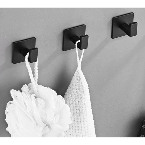 zwarte zelfklevende handdoekhaak in loftstijl - set van 4 stuks