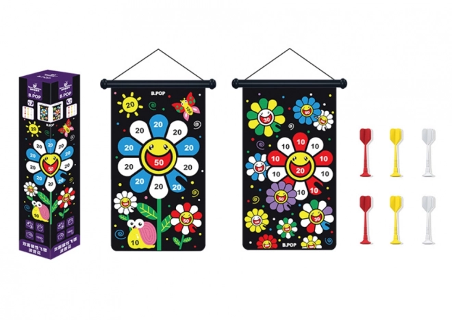 Magnetische schietschijf, dubbelzijdig met pijlen - kleurrijke bloem