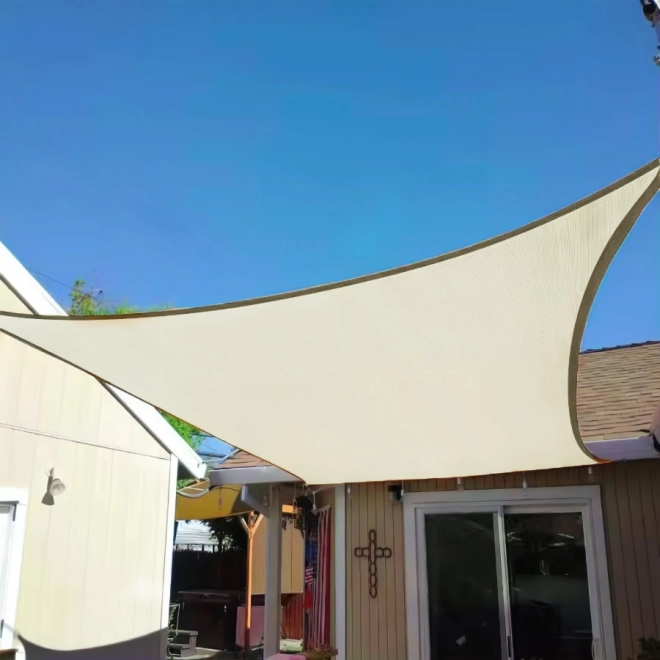 Rechthoekig zonnescherm 5x5 m, waterdichte schuilplaats, beige