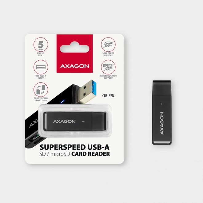 Externe USB-A 3.2 Gen 1 AXAGON-kaartenlezer met UHS-I ondersteuning