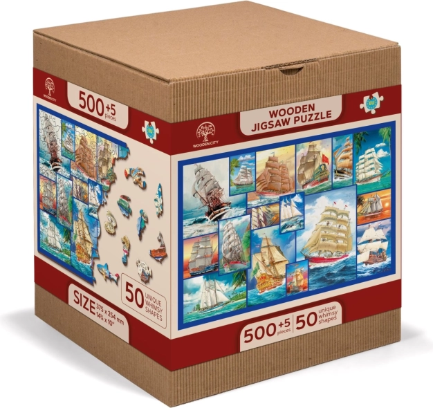 Houten Puzzel Zeilboten 2-in-1 505 Stukjes van Wooden City