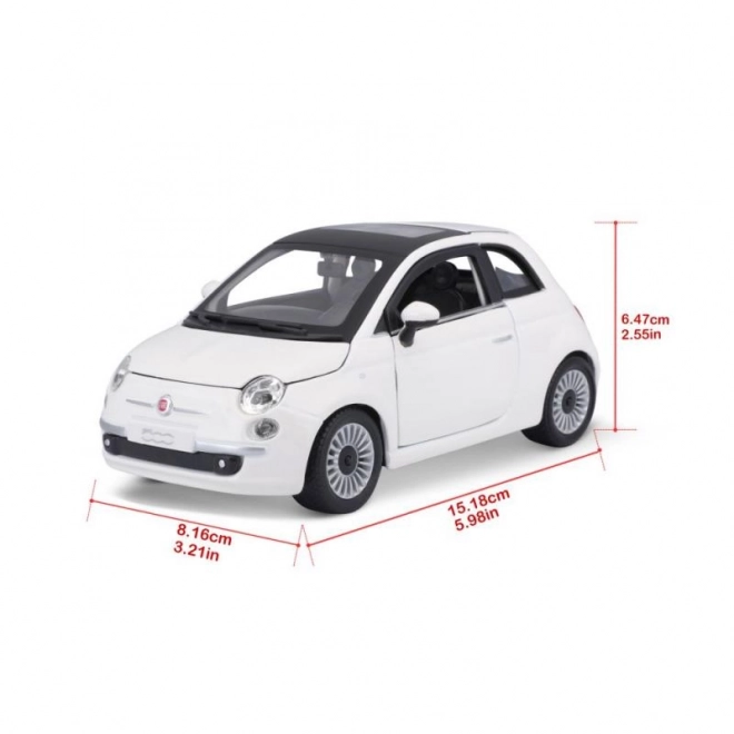 Bburago Fiat 500 modelauto 1:24 wit