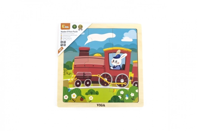 Houten puzzel 9 stukken - treintje