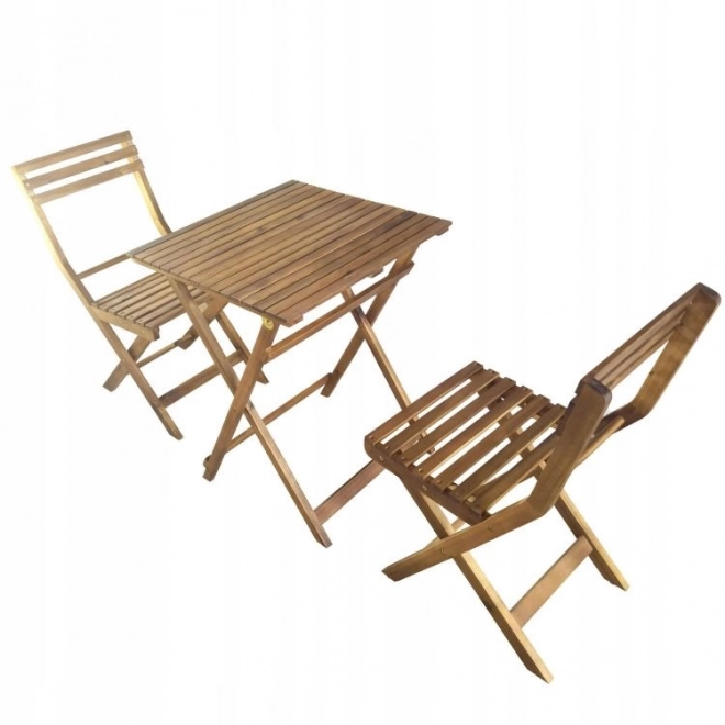 Houten tuinmeubelset van acaciahout – tafel en 2 stoelen