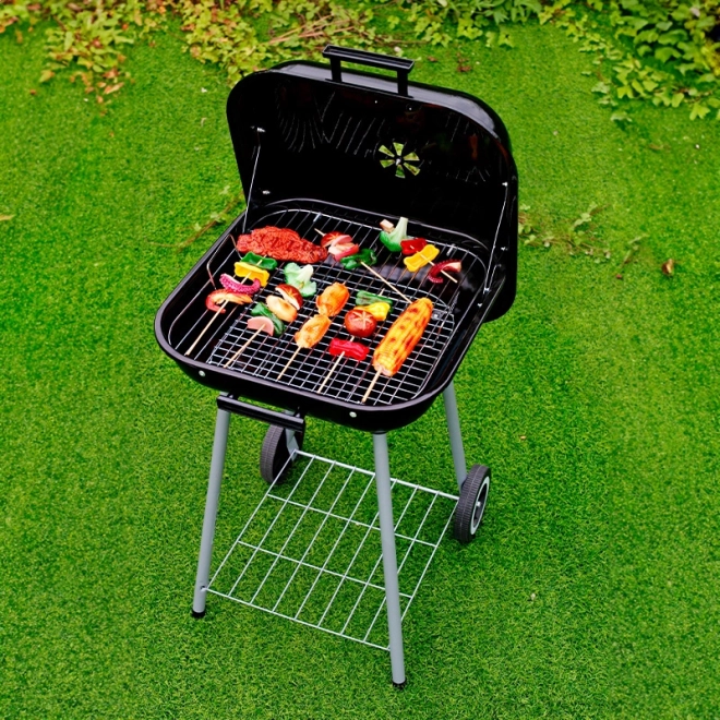 Tuinbarbecue met uitklapbare deksel + wielen