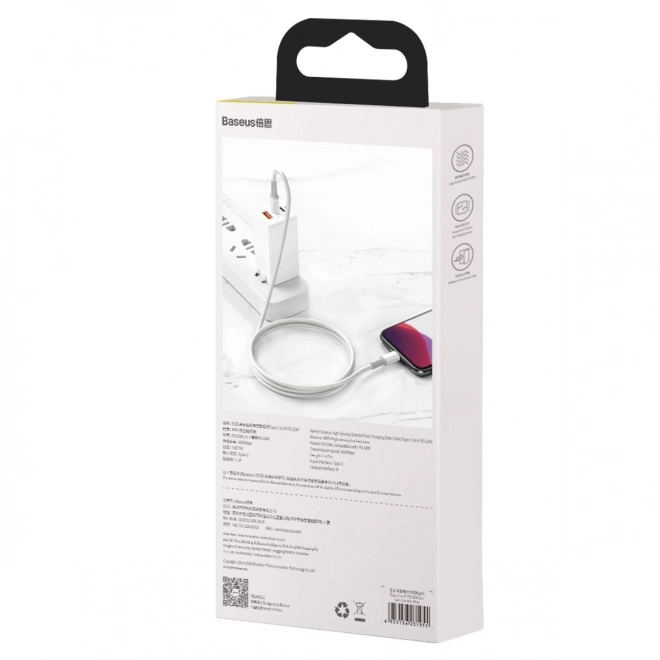USB-C naar Lightning-kabel Baseus met hoge dichtheid gevlochten, 20W, PD, 2m