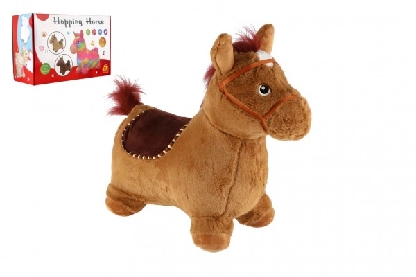 Hobbelpaard bruin pluche paard met effecten