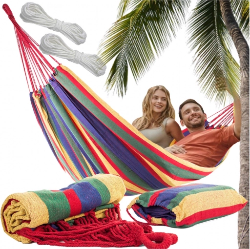 Tuin hangmat voor twee personen XXL, gestreept, 200 × 150 cm