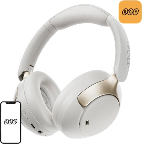 qcy h3 pro draadloze over-ear hoofdtelefoon met anc – wit