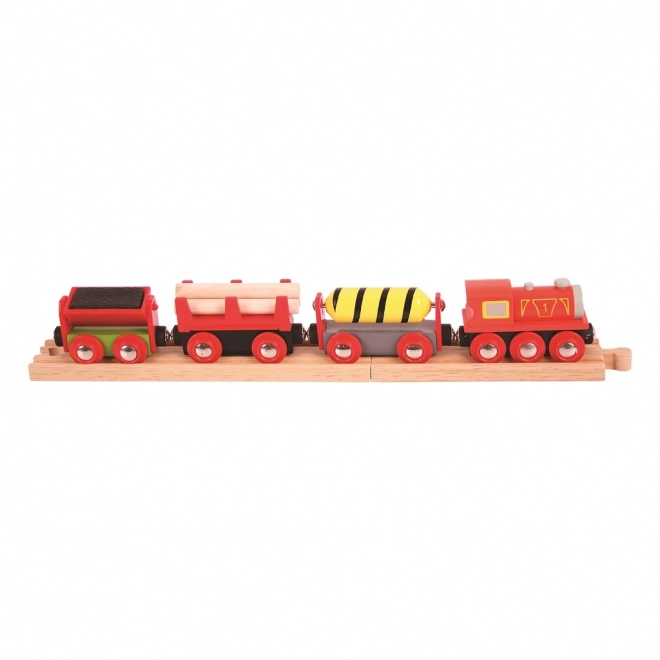 Bigjigs Rail Goederentrein rood + 3 sporen