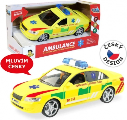 Ambulance met zwaailicht en geluid 1:16 met vliegwiel