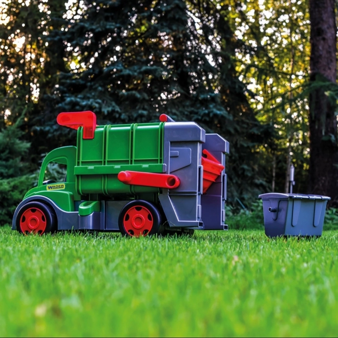 Wader functionele vuilniswagen 65 cm groen set met container van plastic