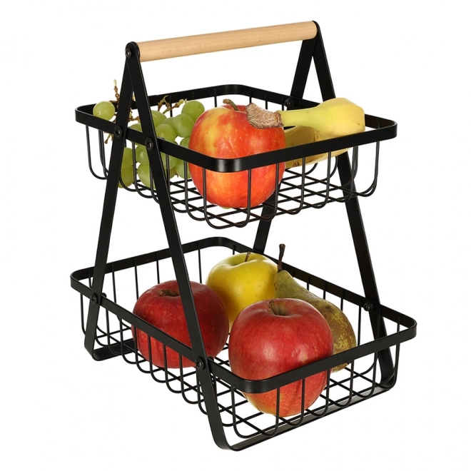 Twee verdiepingen fruitmand metaal hout