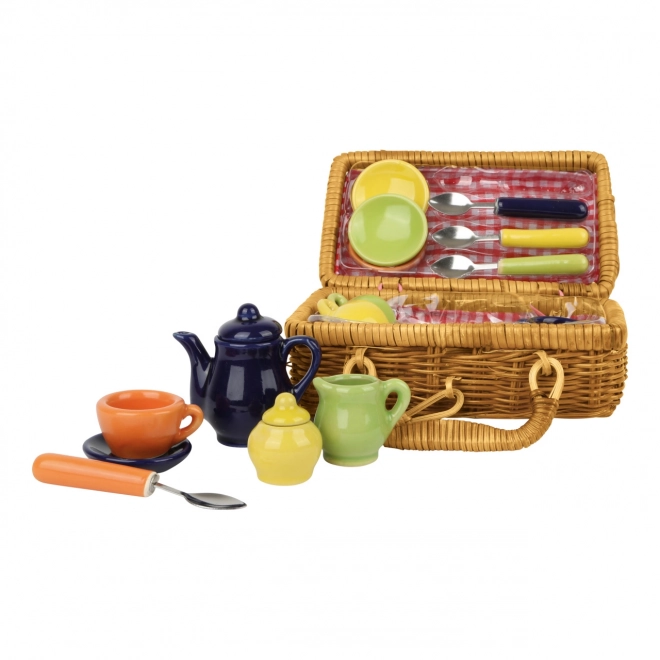 Small Foot Picknickmand met kleurrijk keramisch servies