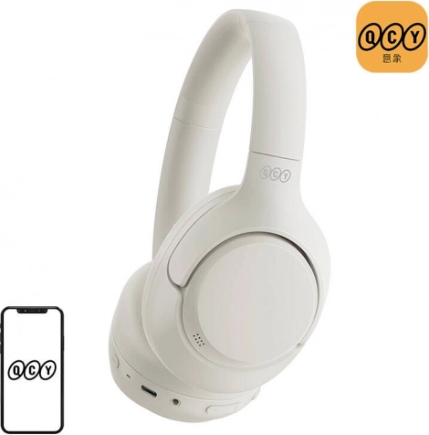 Draadloze QCY H3-koptelefoon met ANC, wit