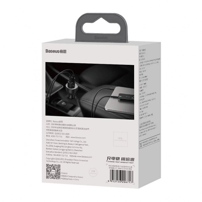 Baseus auto-oplader USB en USB-C 100W zwart