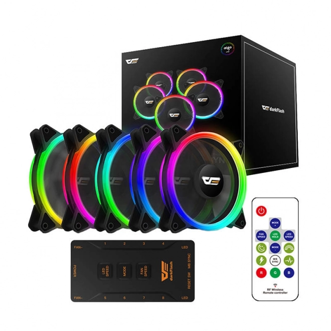 Set Computer Ventilatoren Darkflash DR12 Pro ARGB 5v1 120x120mm