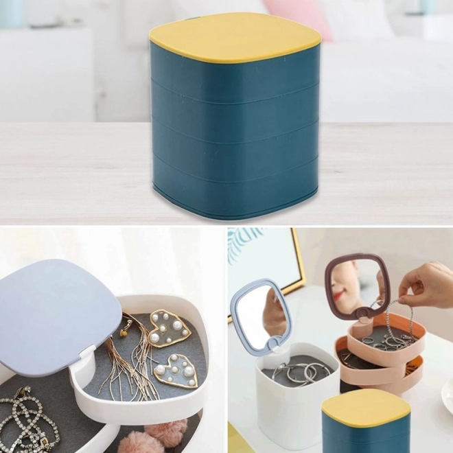 Meerlagige sieradendoos, premium organizer - blauw