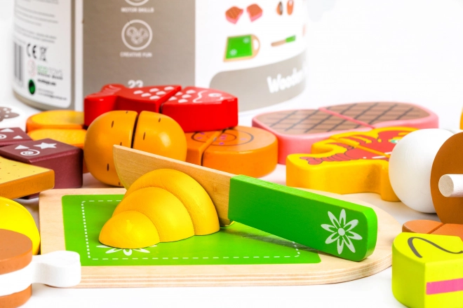Houten etenswaren om te snijden 23 stukken ECOTOYS