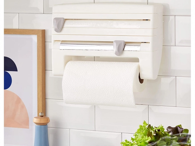 Dispenser voor folies en papieren handdoeken 4-in-1