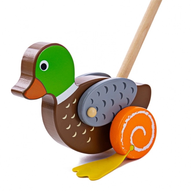 Bigjigs Baby Houten Duwstok Eendje