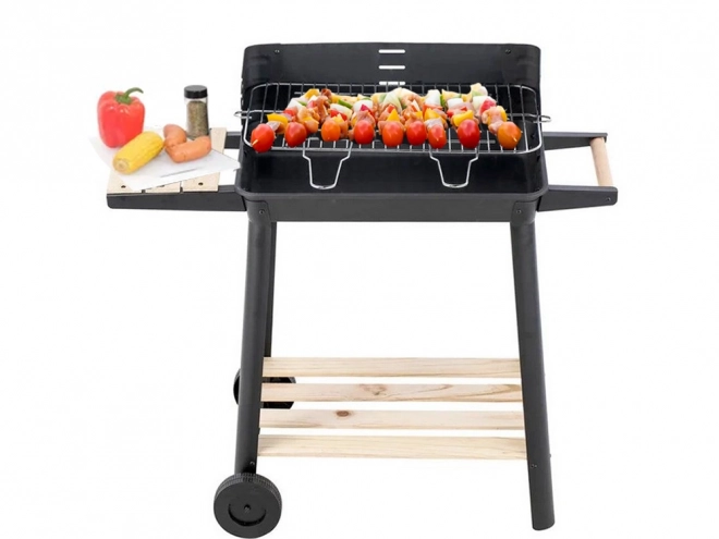 Tuin draagbare houtskoolgrill met verstelbaar rooster en planken